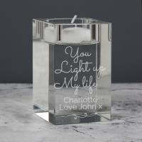 Personalised You Light Up My Life Glass Tea Light Holder Extra Image 1 Preview